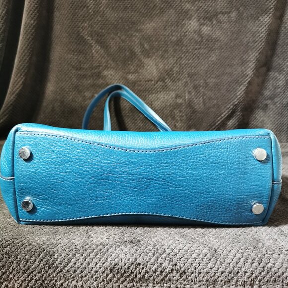 Teal/Silver Pebbled Leather Shoulder Bag #259 - Picture 12 of 15